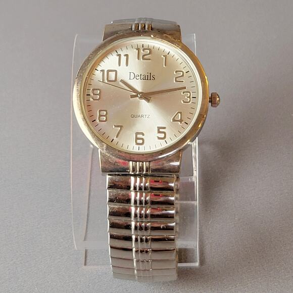 Details Mens Quartz Watch Silver Dial Expansion Band Stainless Steel Back Tested - Picture 11 of 15